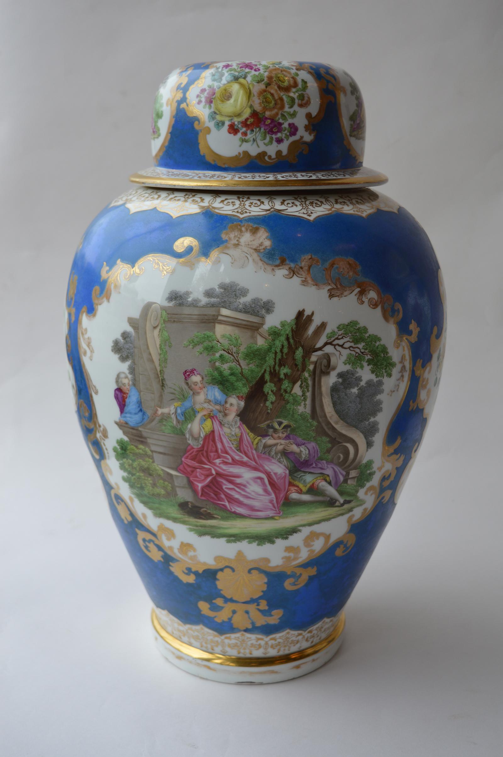 A large pair of continental Meissen style 