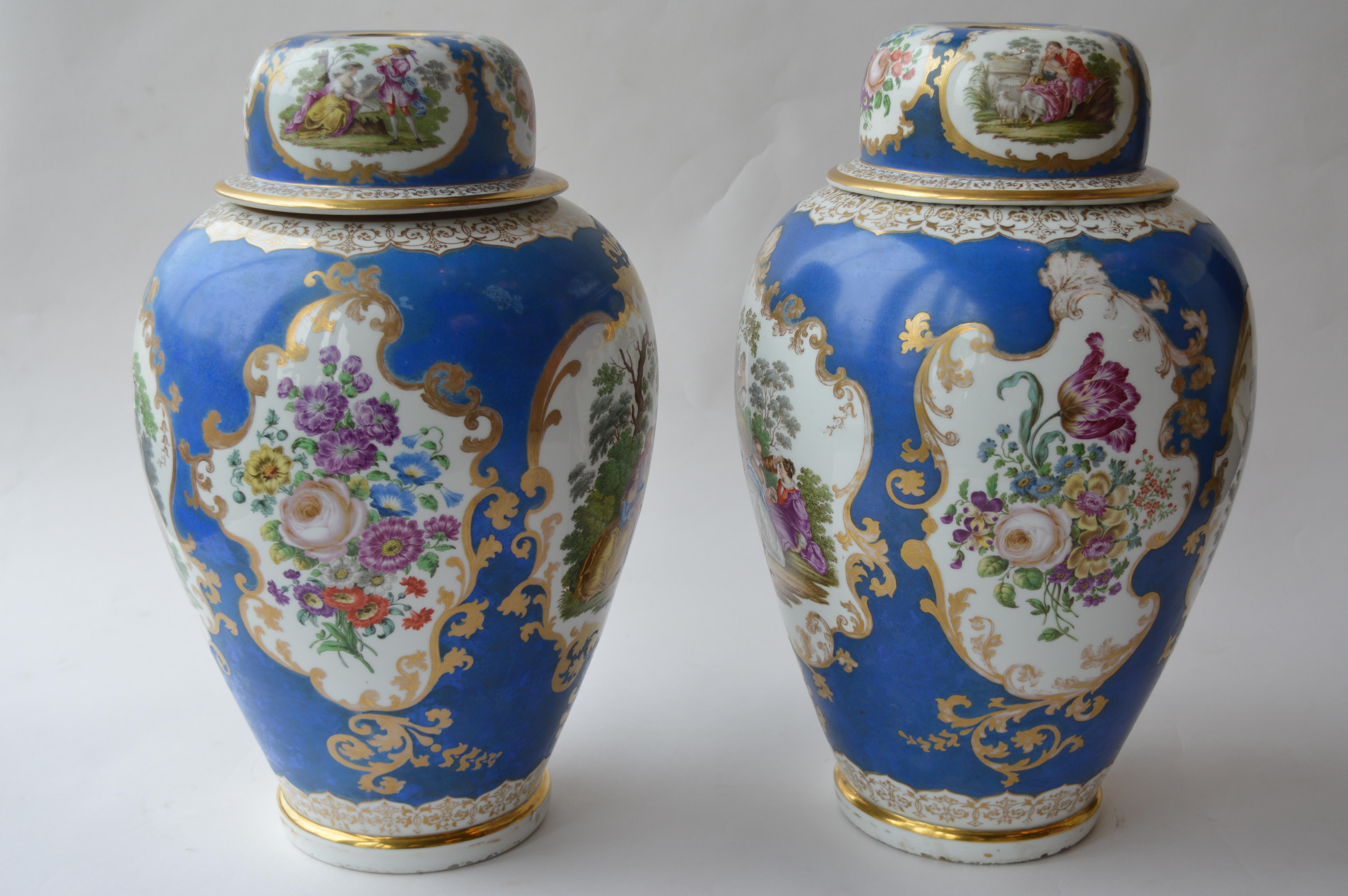 German Large Pair of Continental Meissen Style 