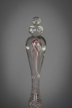 Large Pair of Continental White and Clear Glass Hand Bells, circa 1880
