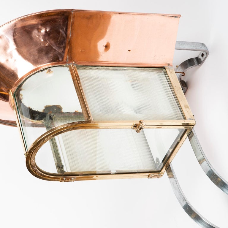 Large Pair of Copper and Brass Art Deco Wall Lights For Sale 2