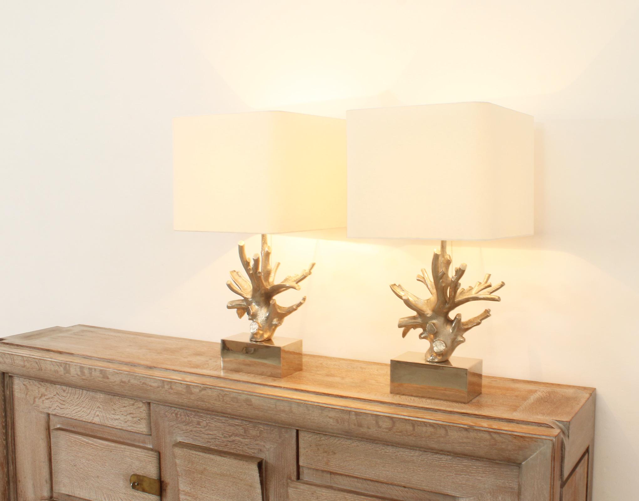 Large Pair of Coral Table Lamps in the Style of Maison Charles, France, 1970's For Sale 8
