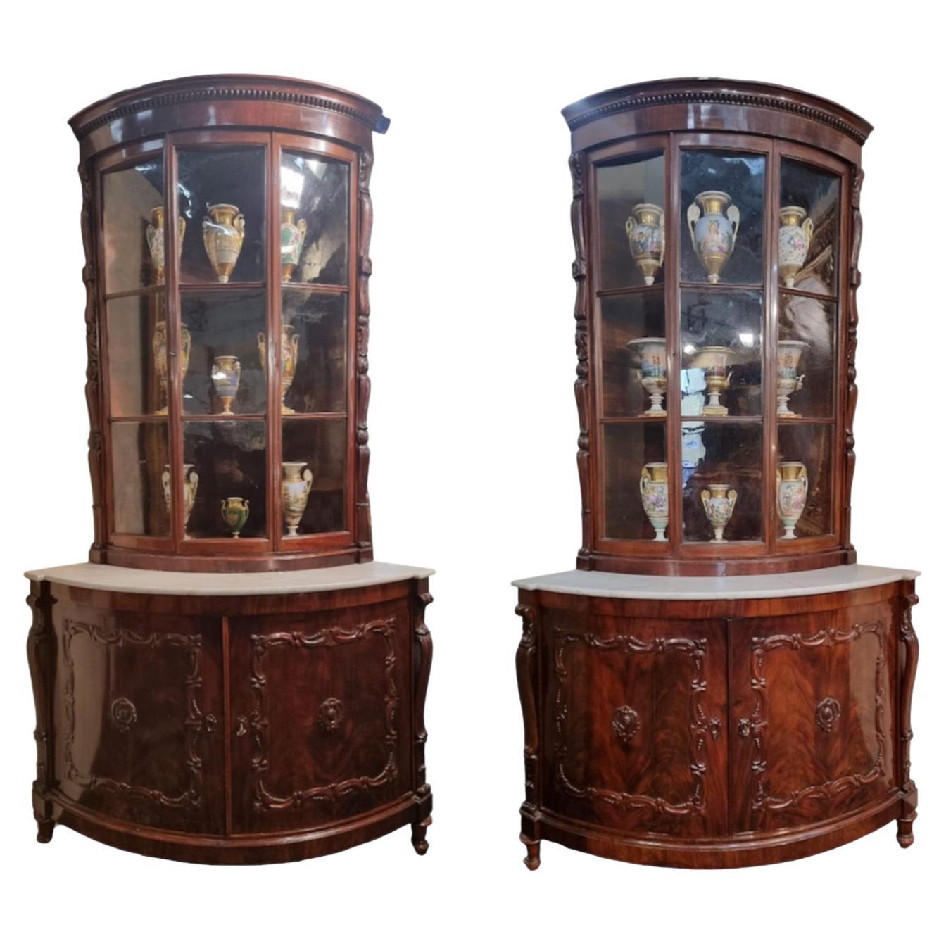 Large Pair of Corner Cabinets For Sale