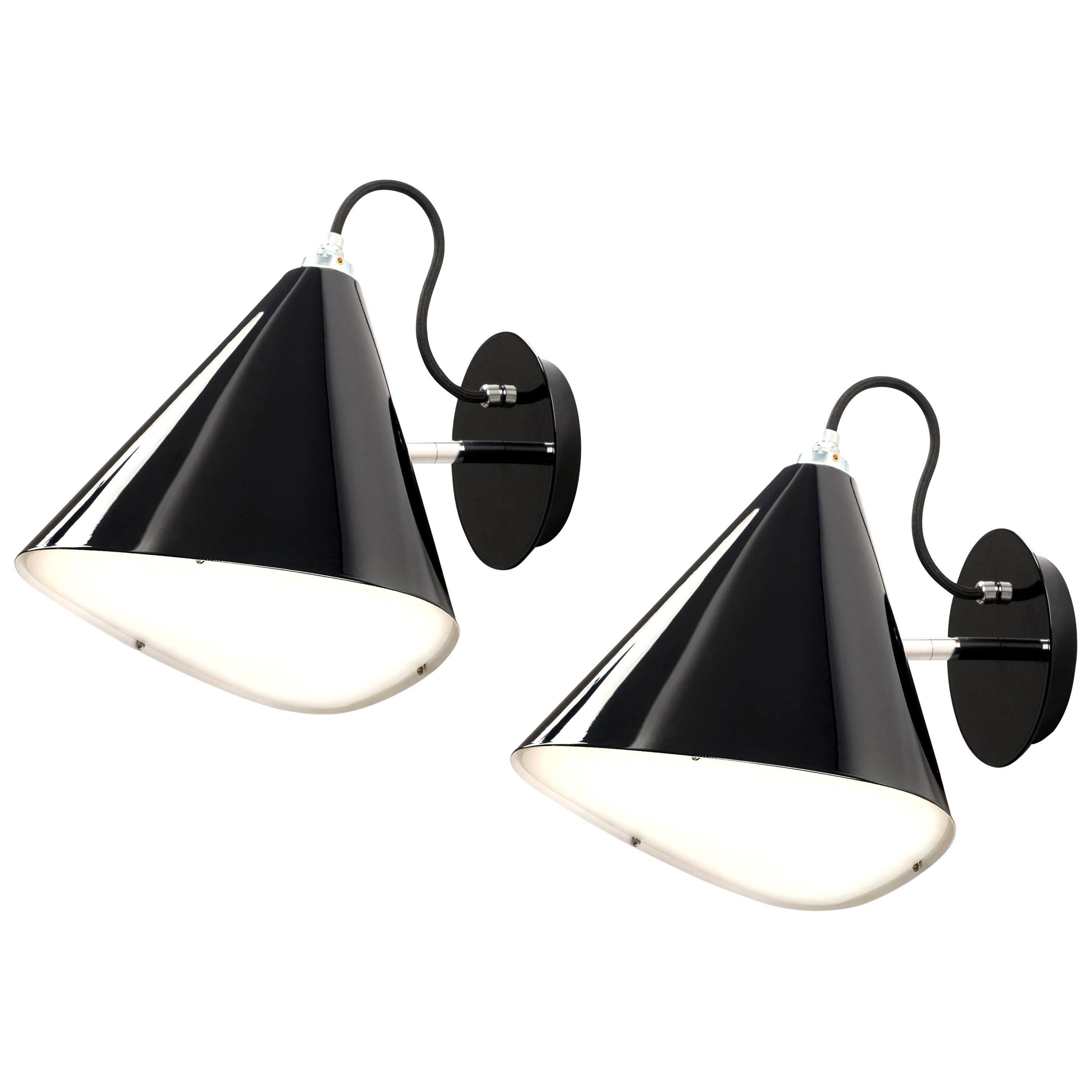 Ein Paar Daniel Becker Emily Wall Lights in Ultra Glossy Black for Moss Objects im Angebot