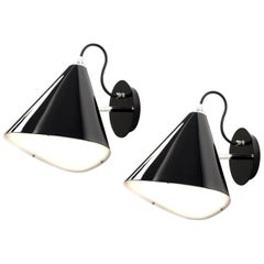 Large Pair of Daniel Becker Emily Wall Lights in Ultra Glossy Black