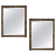 Large Pair of Distressed Painted Mirrors