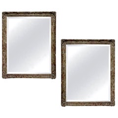 Large Pair of Distressed Painted Mirrors