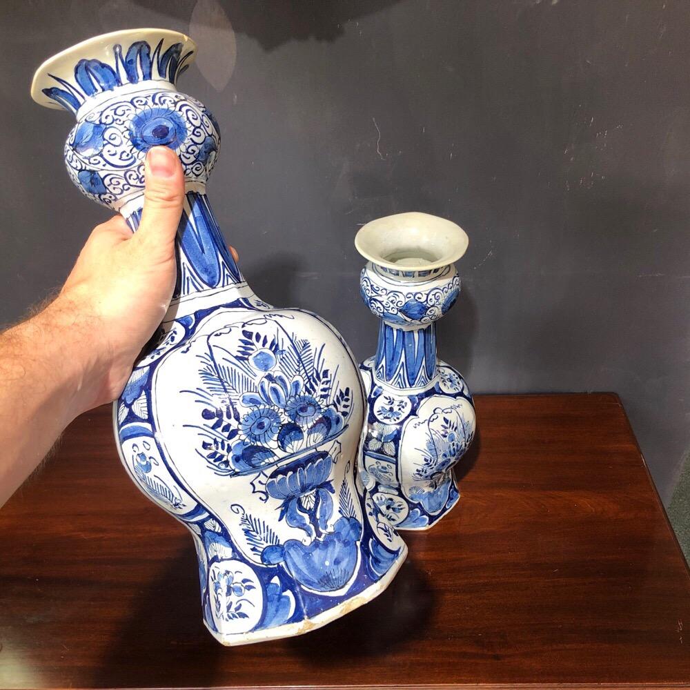 Large Pair of Dutch Delft Vases, Early 18th Century 4