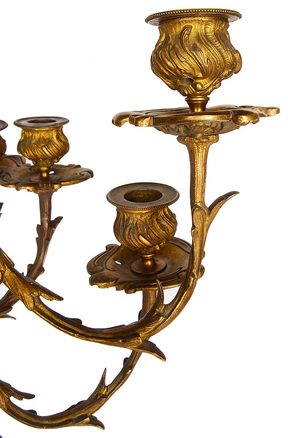 Large Pair of Early 19th Century Gilded Ormolu Candelabra For Sale 4