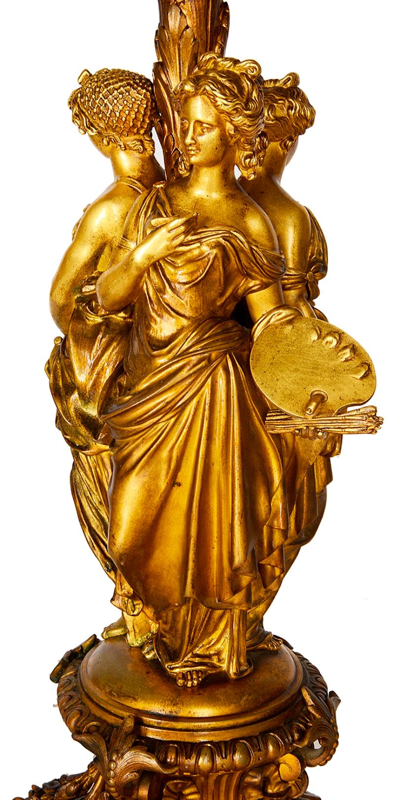 Großes Paar vergoldeter Goldbronze-Kandelaber aus dem frühen 19. Jahrhundert im Angebot 2