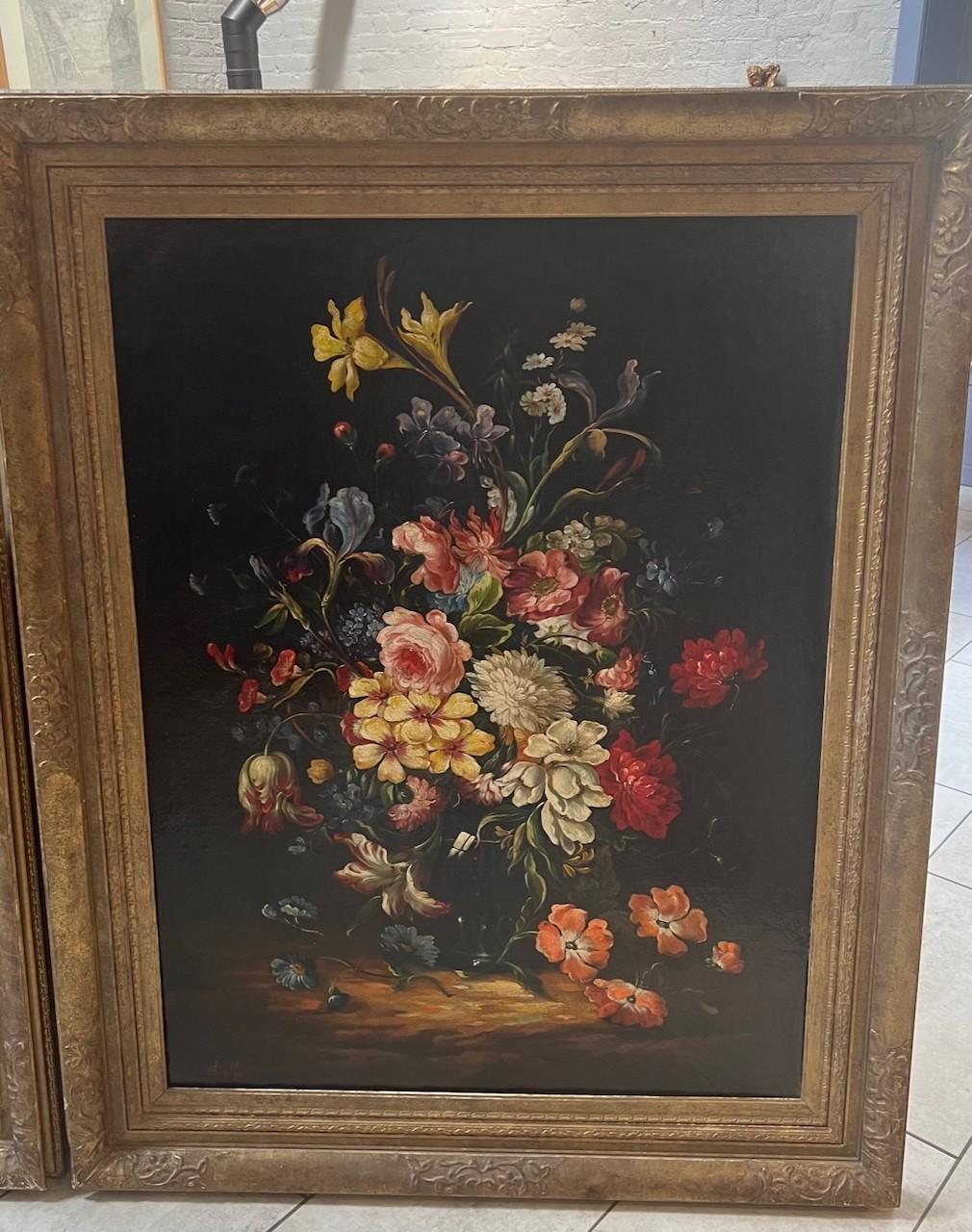 Dutch Large Pair of Early 19th Century Still life of Flowers For Sale