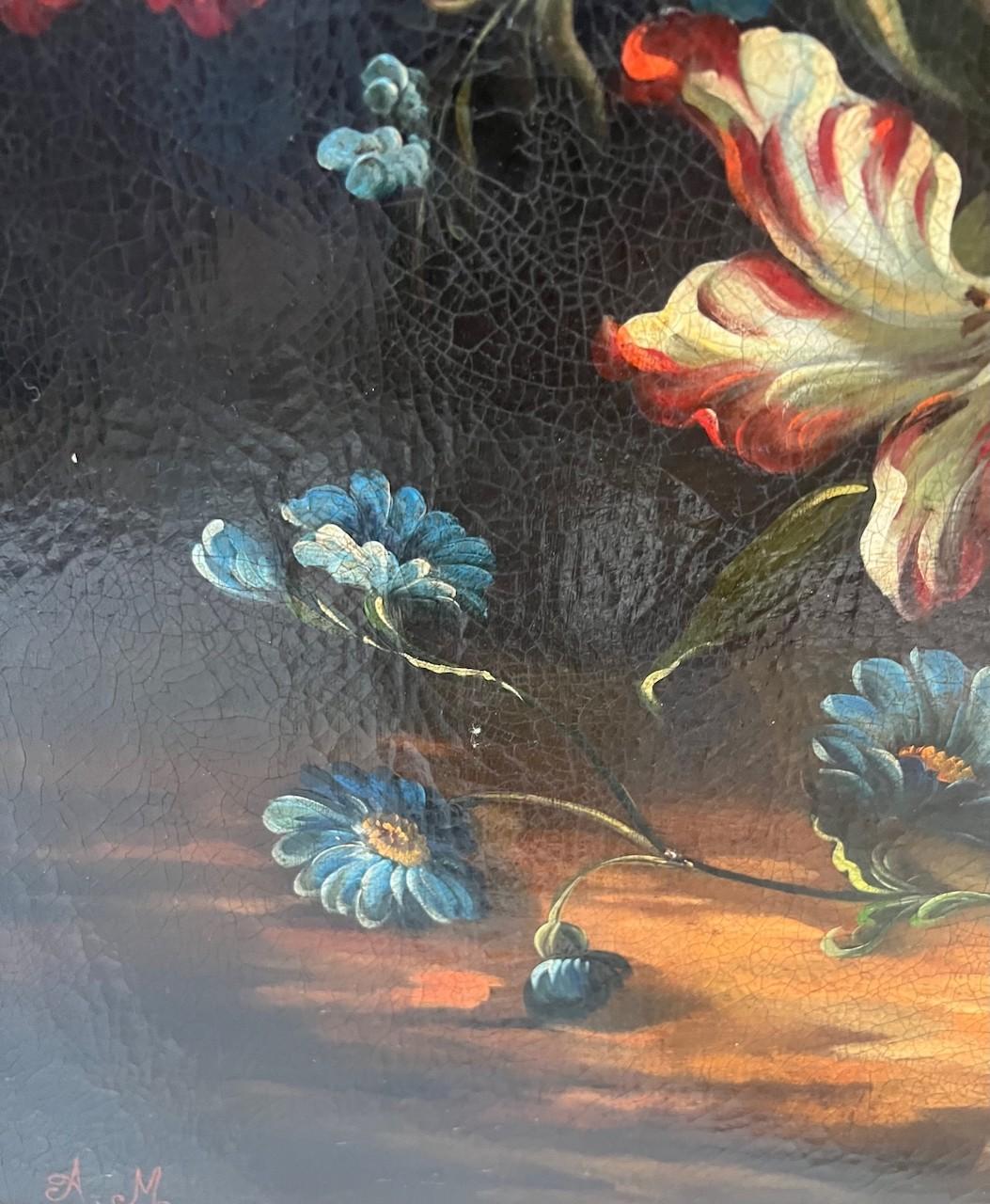Large Pair of Early 19th Century Still life of Flowers In Good Condition For Sale In Petworth,West Sussex, GB