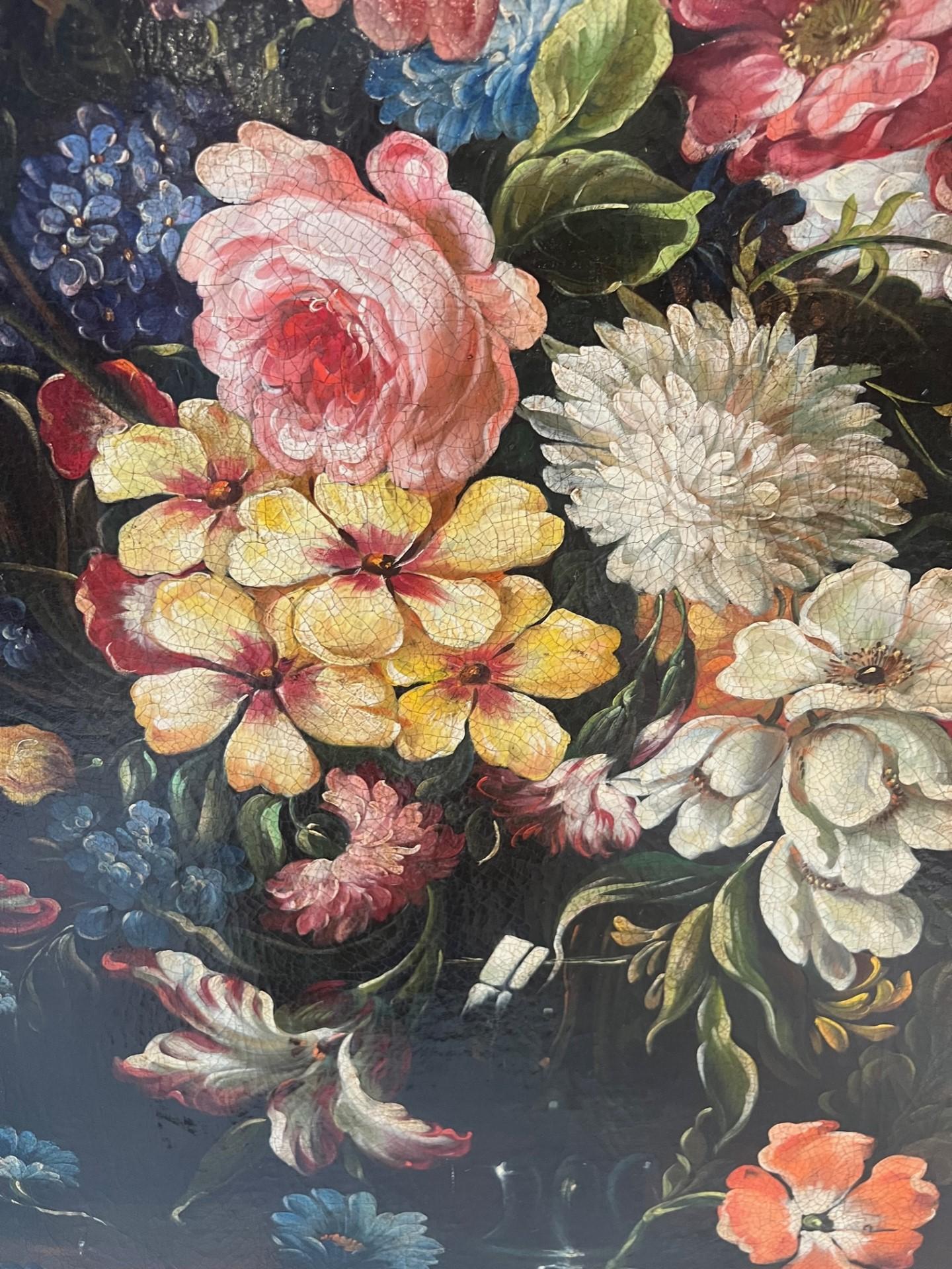 Canvas Large Pair of Early 19th Century Still life of Flowers For Sale