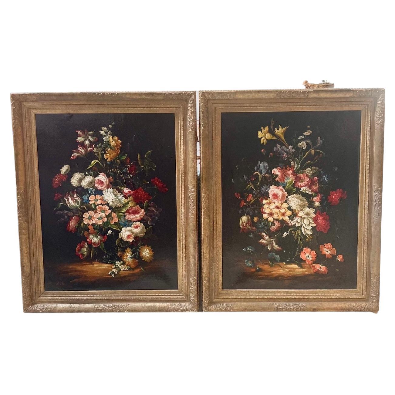 Large Pair of Early 19th Century Still life of Flowers For Sale