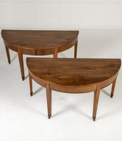 Large Pair of Early 19th Century Walnut Demi-Lune Console Tables