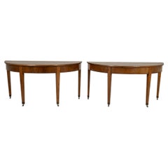 Large Pair of Early 19th Century Walnut Demi-Lune Console Tables