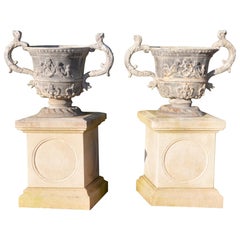 Large Pair of Early 20th Century Lead Urns