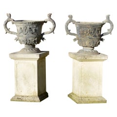 Large Pair of Early 20th Century Lead Urns