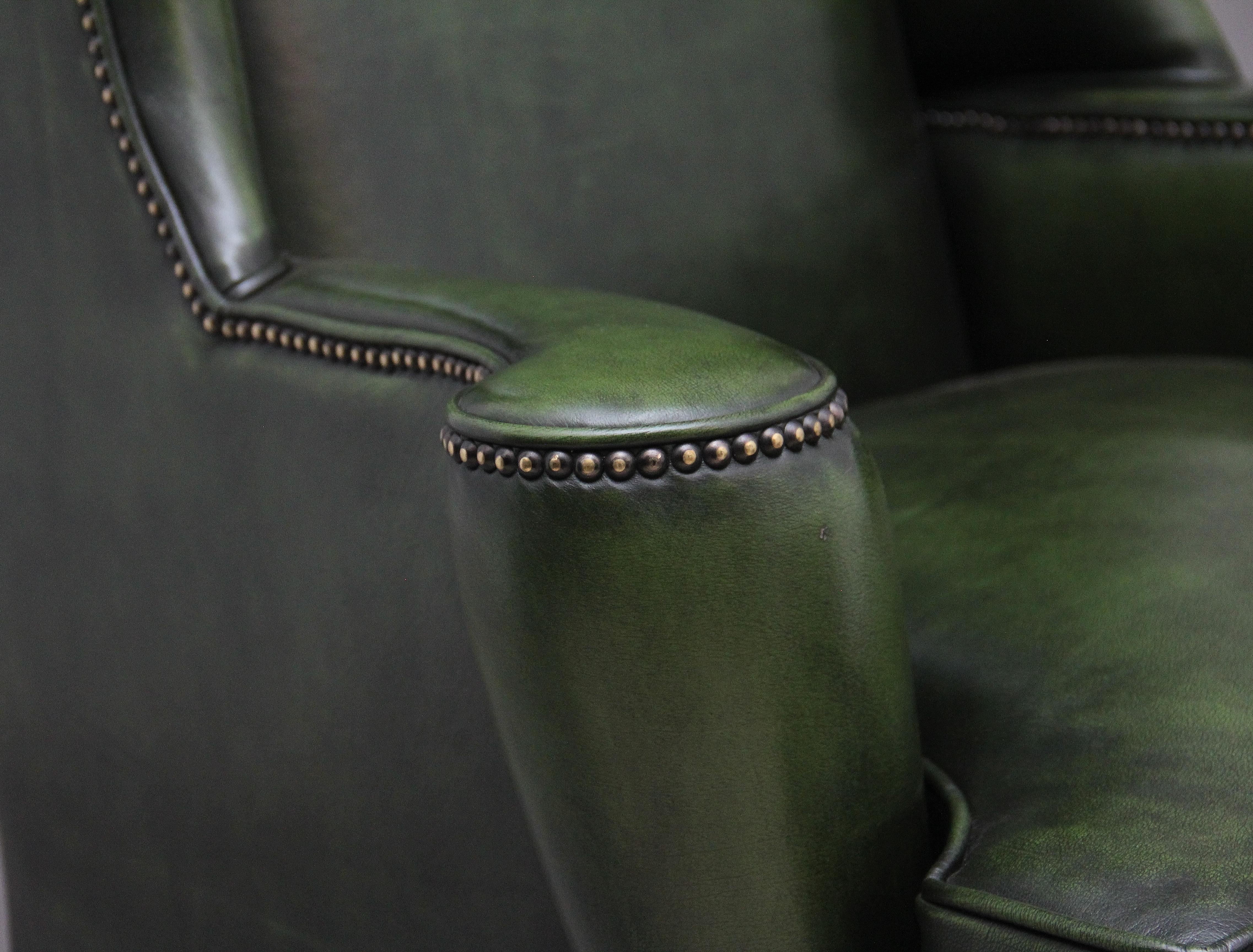 Large Pair of Early 20th Century Walnut Wingback Armchairs For Sale 4