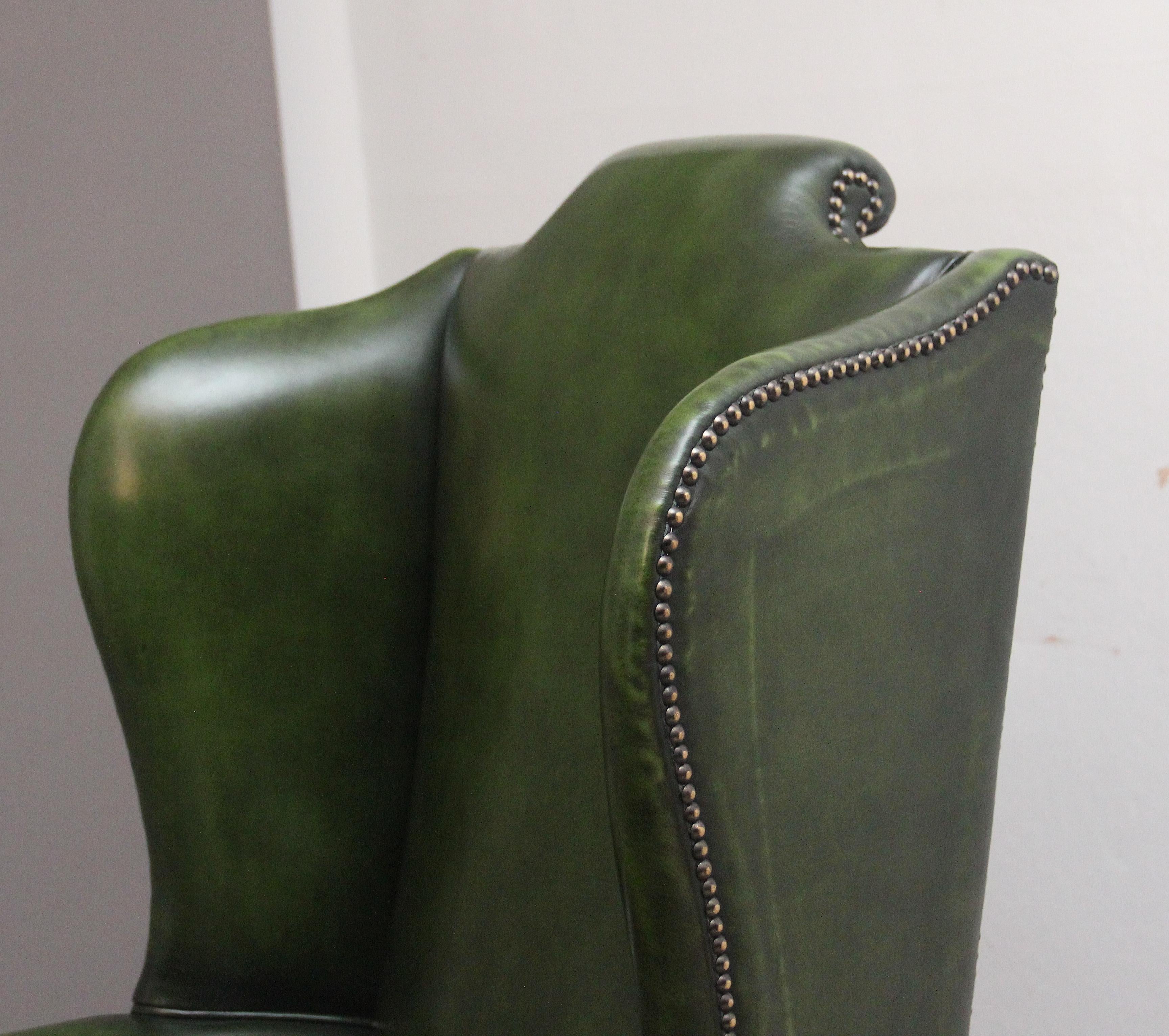 Large pair of early 20th Century walnut wingback armchairs For Sale 3