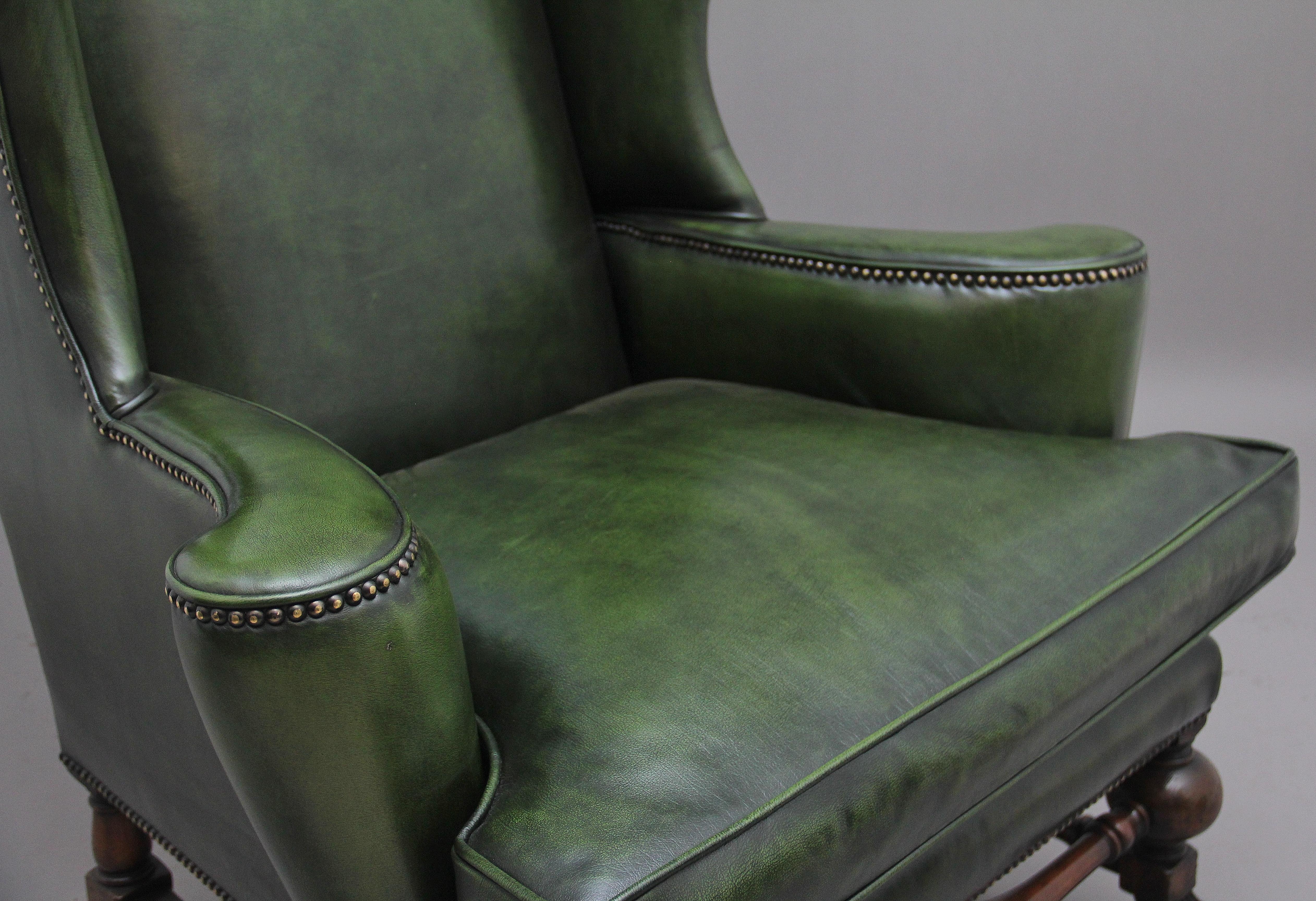 Large Pair of Early 20th Century Walnut Wingback Armchairs For Sale 2