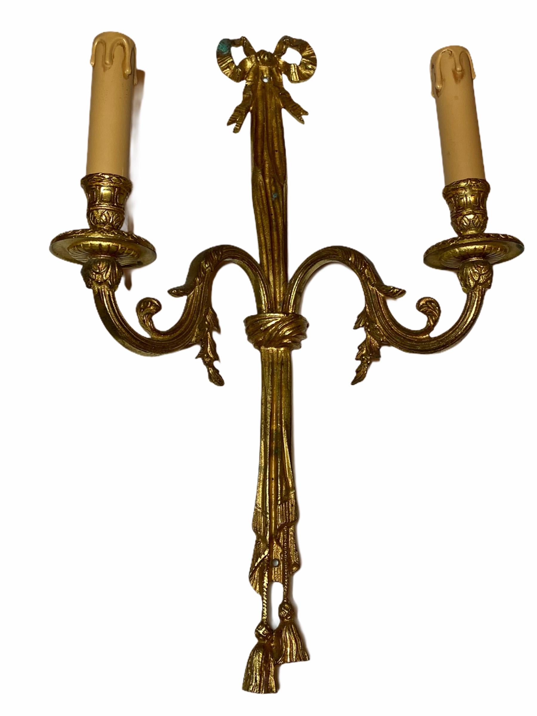 Large Pair of Empire Wall Sconces in Bronze, Italy In Good Condition For Sale In Nuernberg, DE