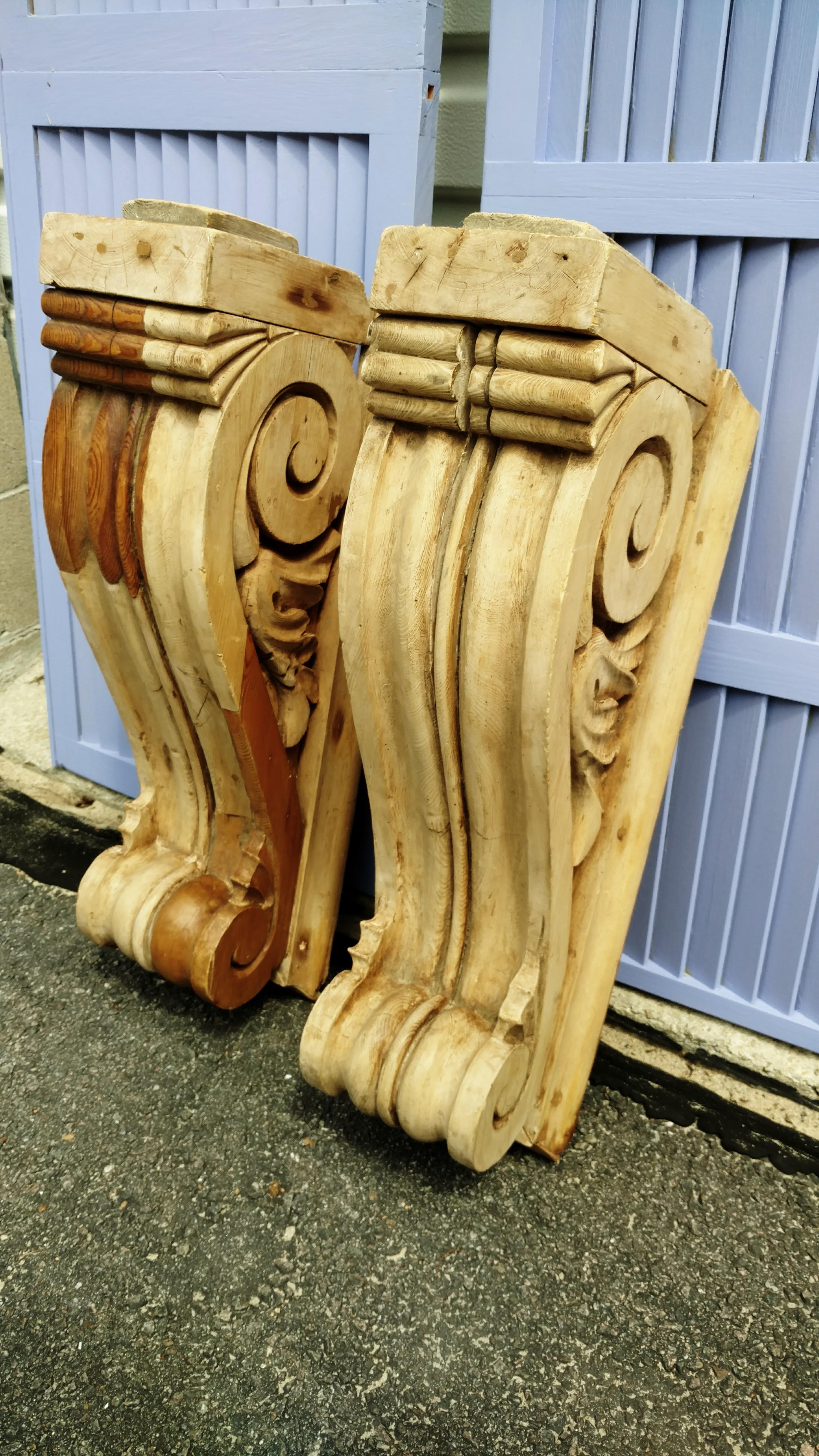 Large Pair of English Antique Corbels  1