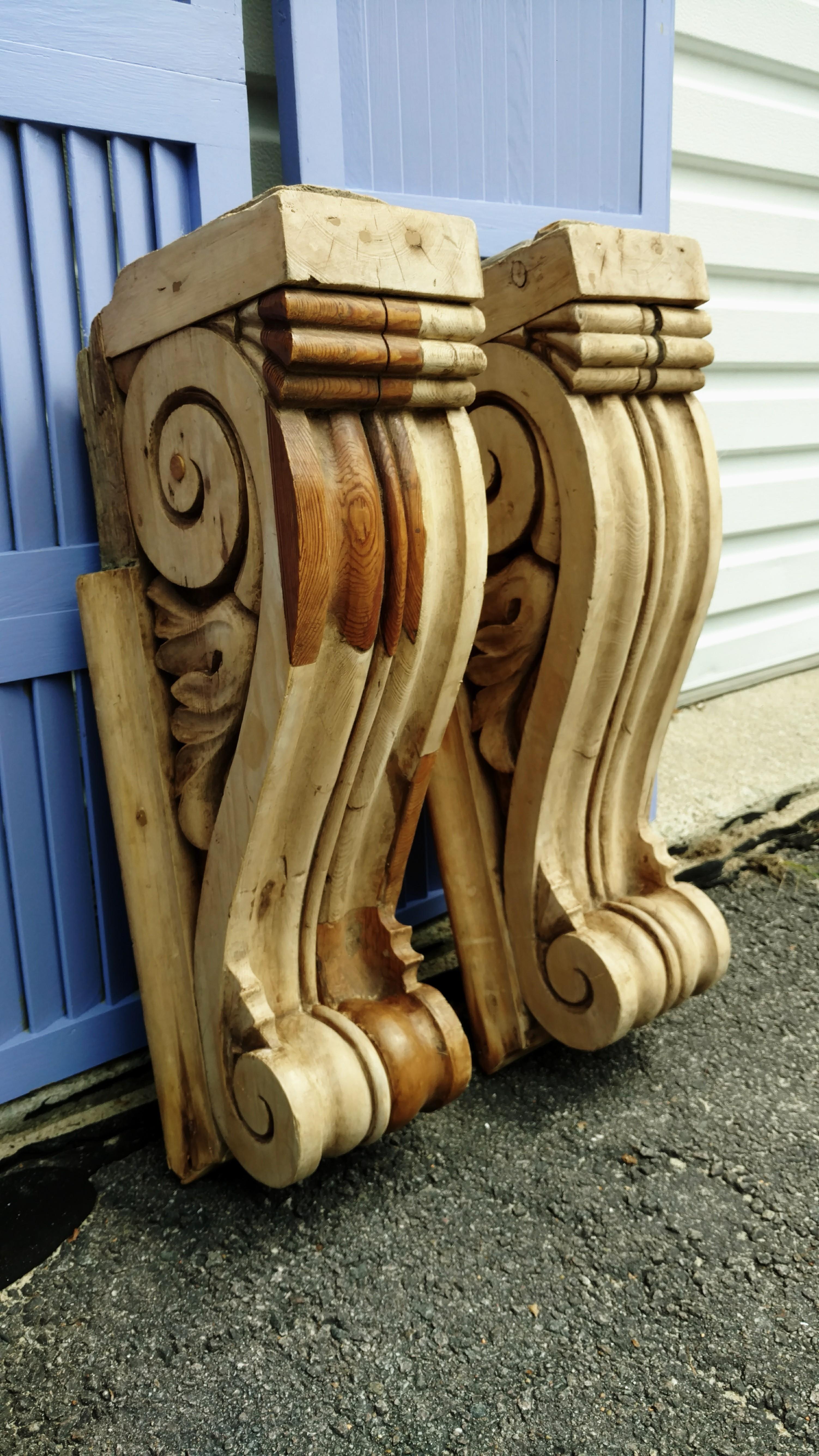 Large Pair of English Antique Corbels  3