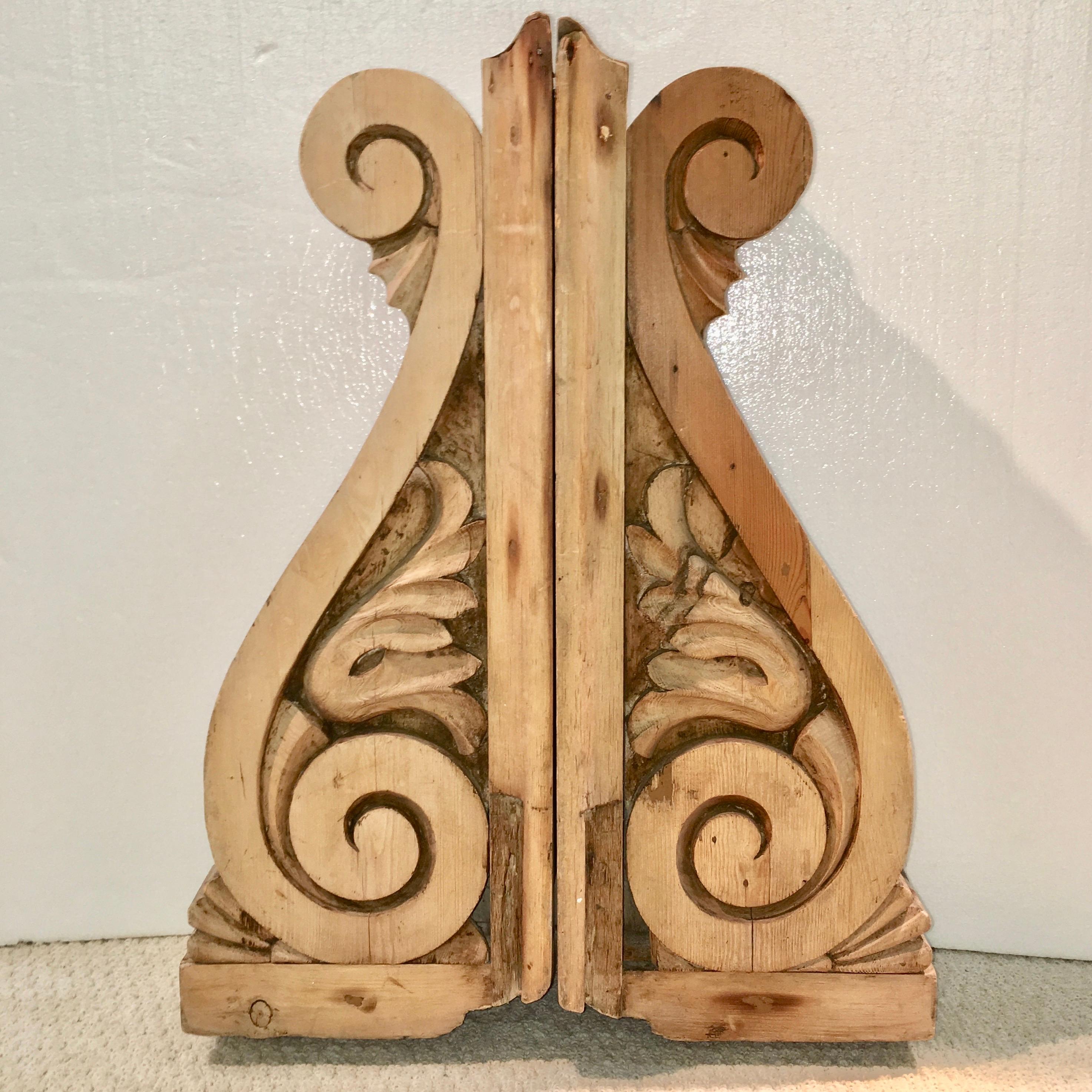 Bleached Large Pair of English Antique Corbels 
