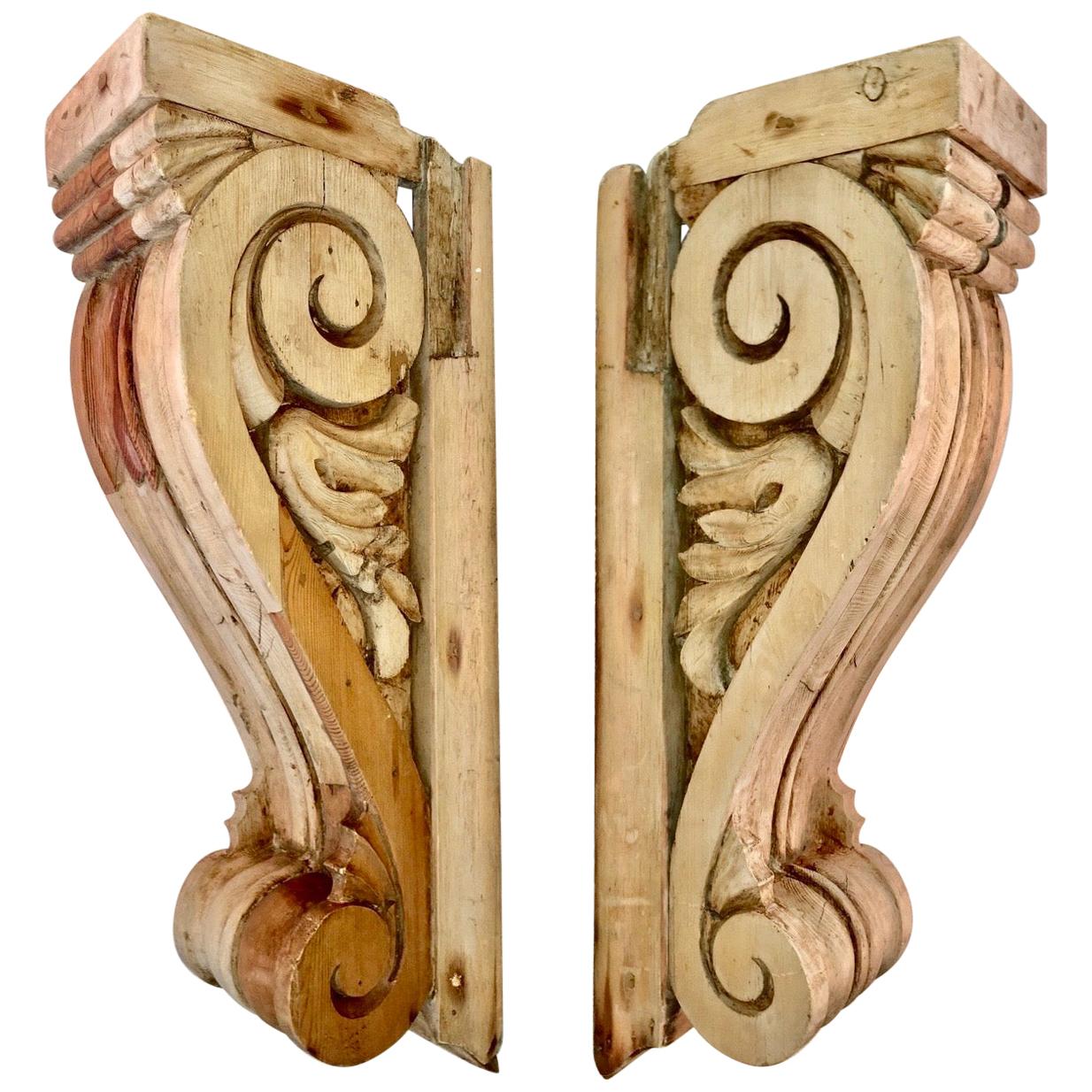 Large Pair of English Antique Corbels 