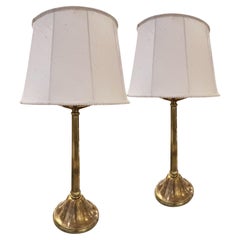 Antique Large Pair of English Brass 
Candlestick
 Table Lamps