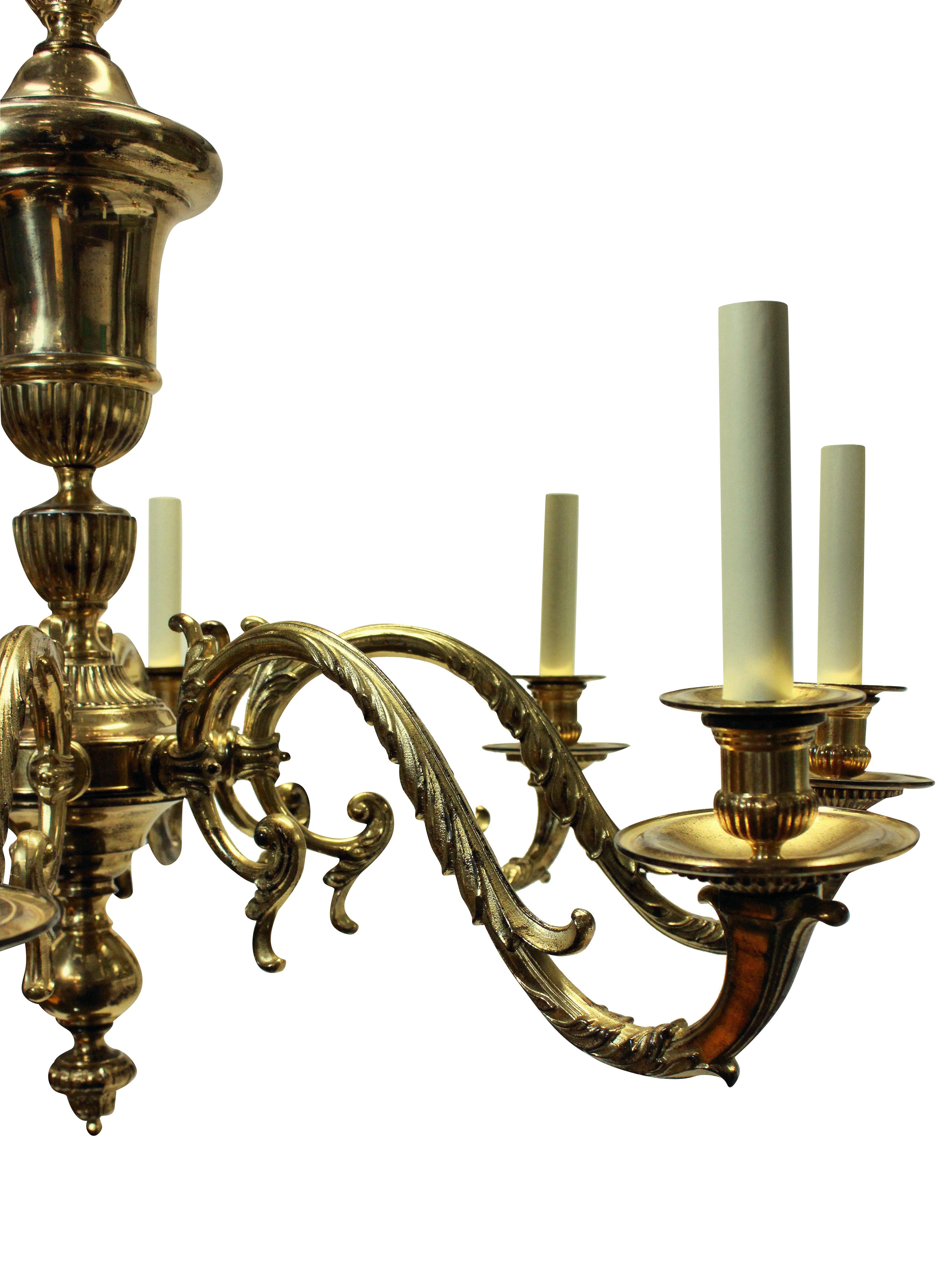 Mid-20th Century Large Pair of English Charles II Style Chandeliers