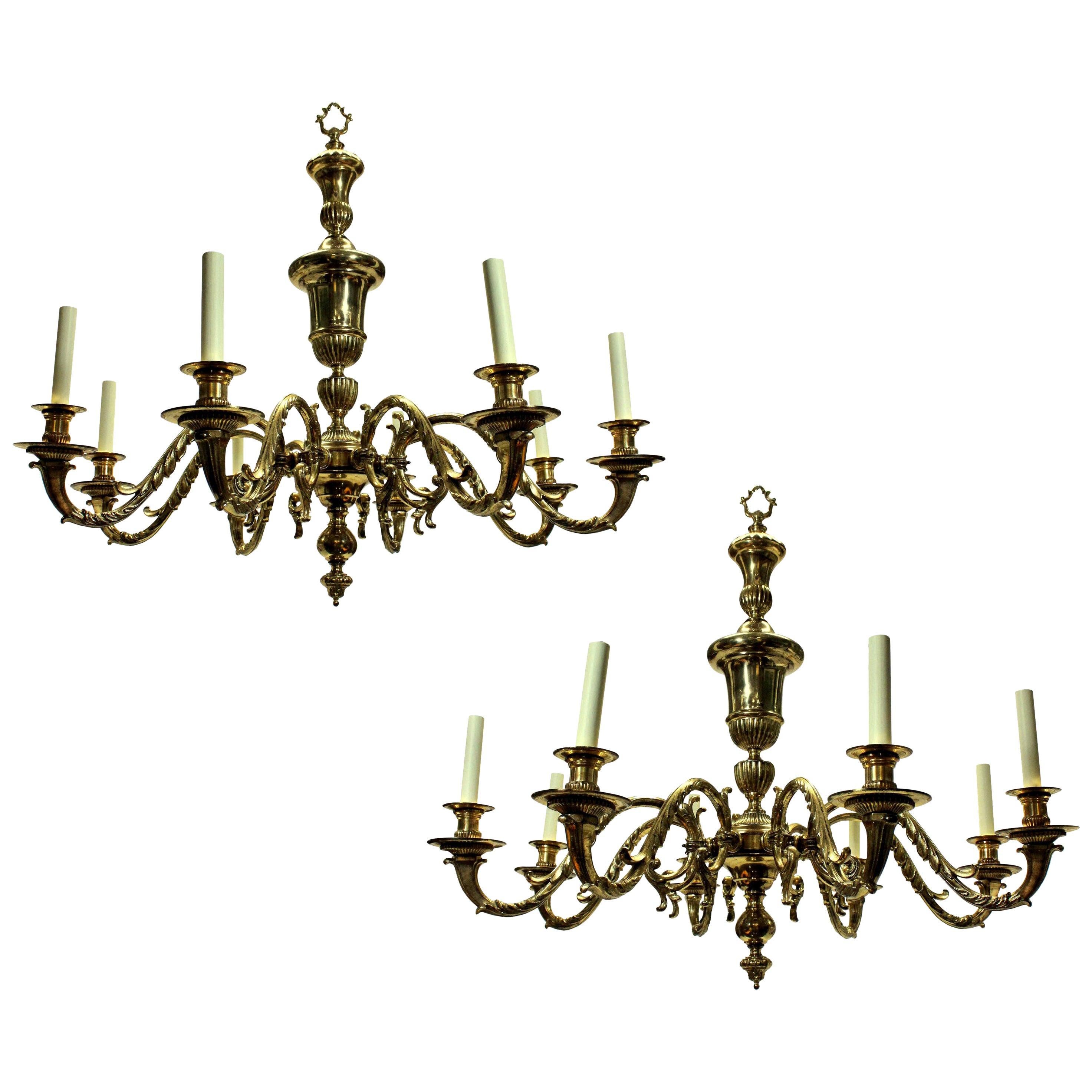 Large Pair of English Charles II Style Chandeliers