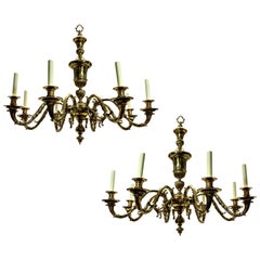 Large Pair of English Charles II Style Chandeliers