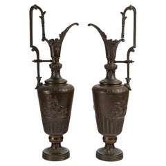 Grande coppia di cappe in bronzo patinato, XIX secolo, periodo Napoleone III.