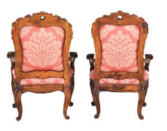 Large Pair of Exuberantly Carved Italian Baroque Armchairs