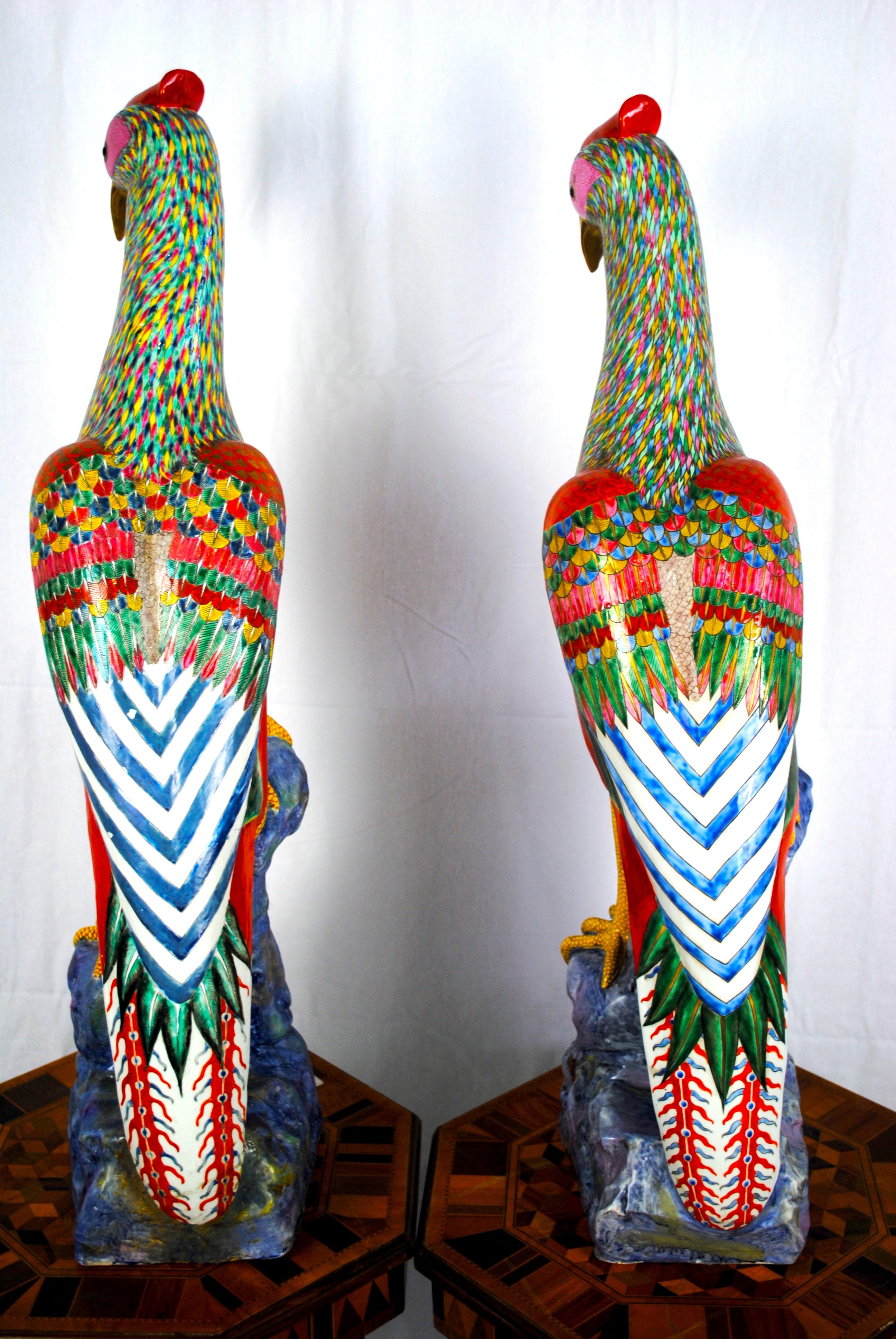 Qing Large Pair of Famille Rose Pheasants by Samson For Sale