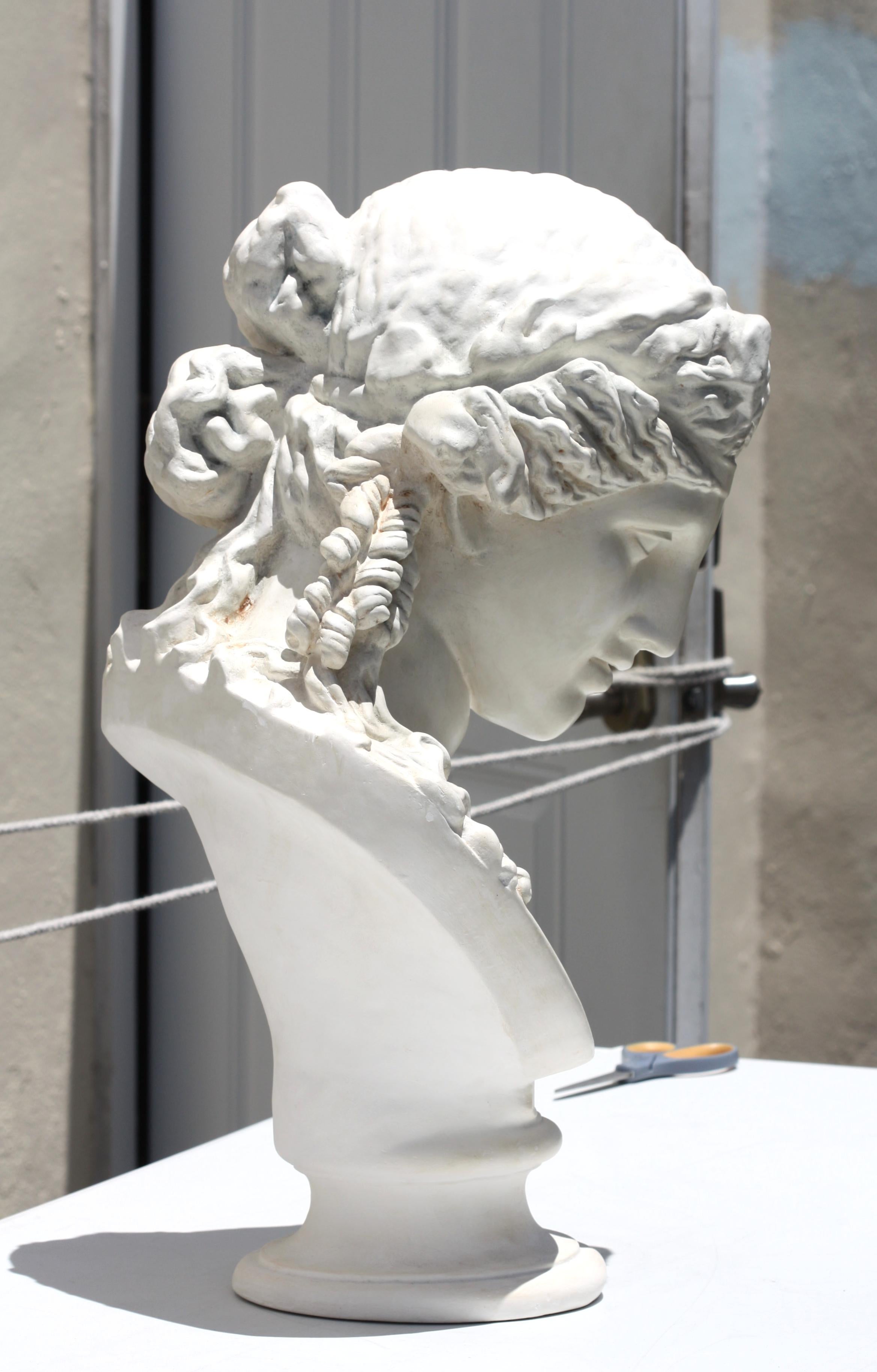 Coating Large Pair of Faux Marble Busts of Apollo and Diana  For Sale