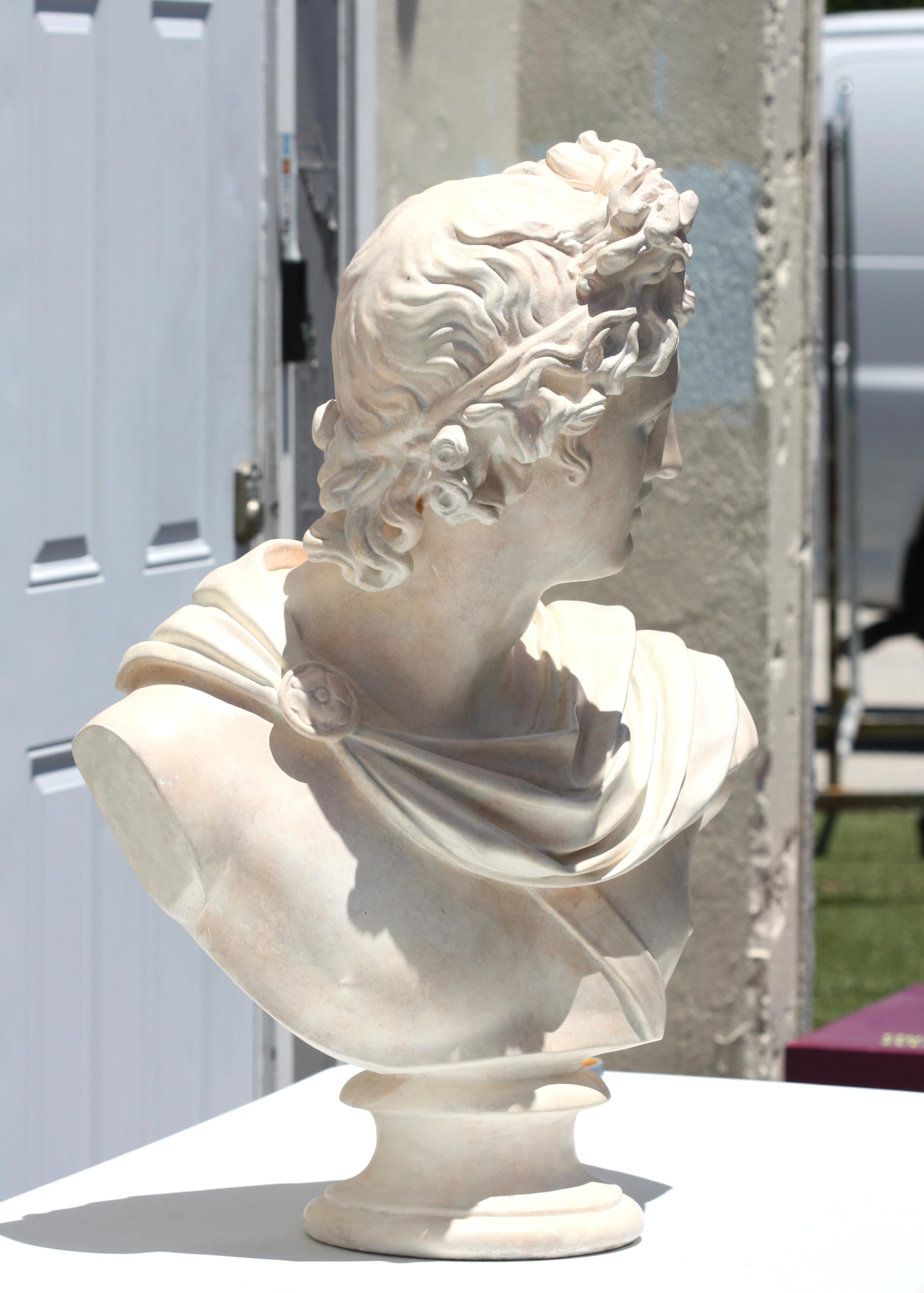 Large Pair of Faux Marble Busts of Apollo and Diana 2
