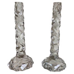 Large Pair of Faux Rock Crystal Candlesticks, after Van Day Truex