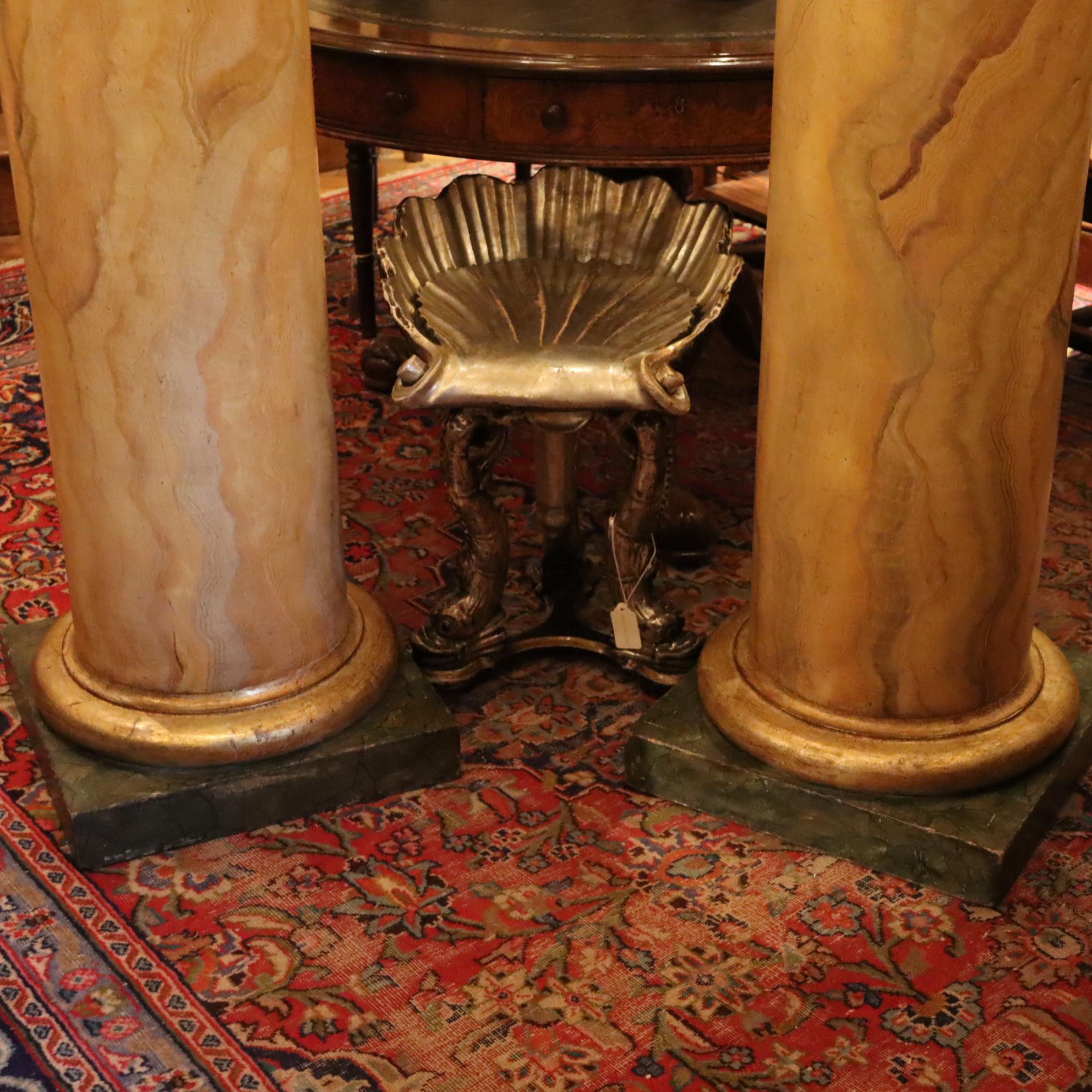 19th Century Large pair of faux Sienna marble columns.  Circa 1850 . For Sale