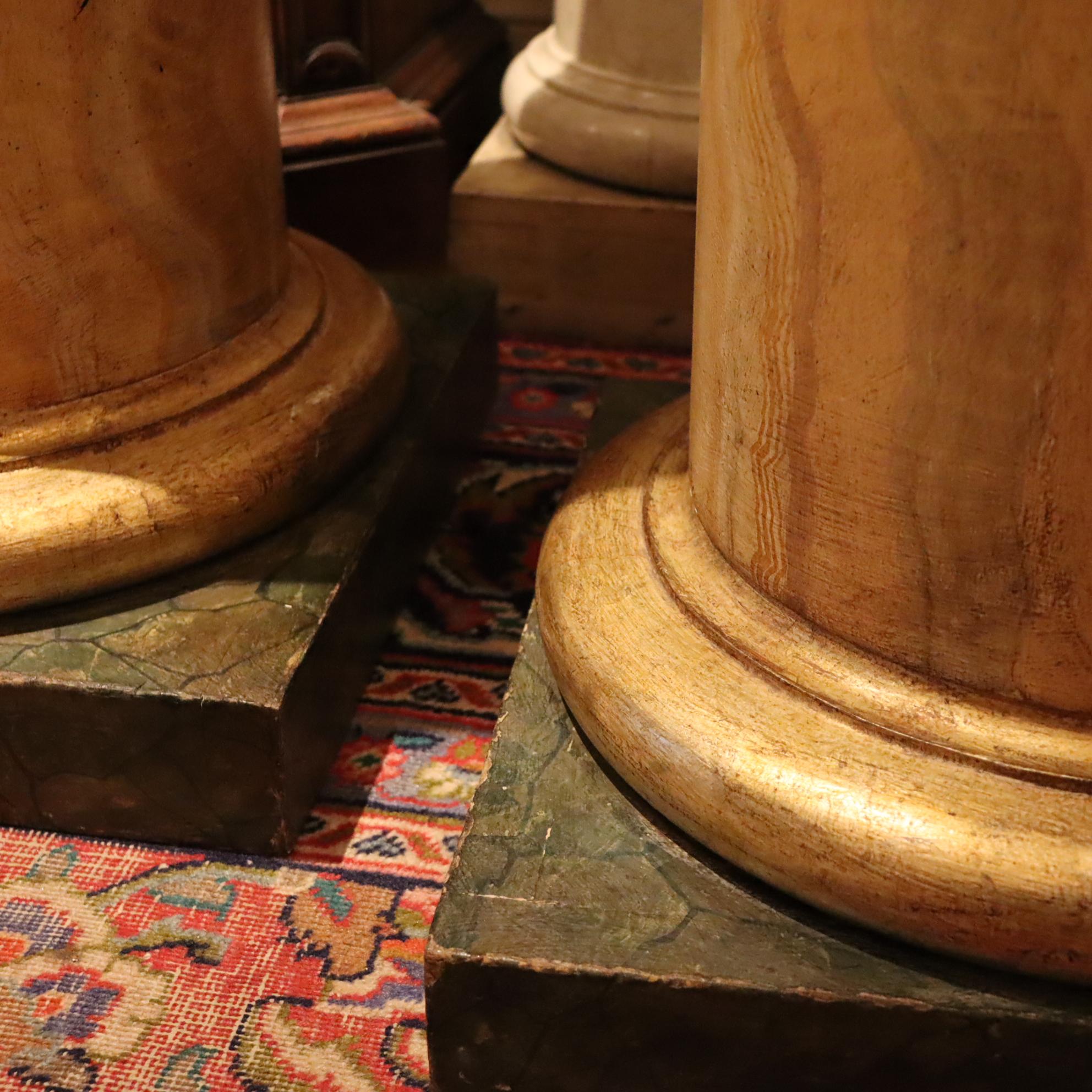 Wood Large pair of faux Sienna marble columns.  Circa 1850 . For Sale