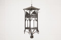Large Pair of French 1940s Wrought Iron Lanterns