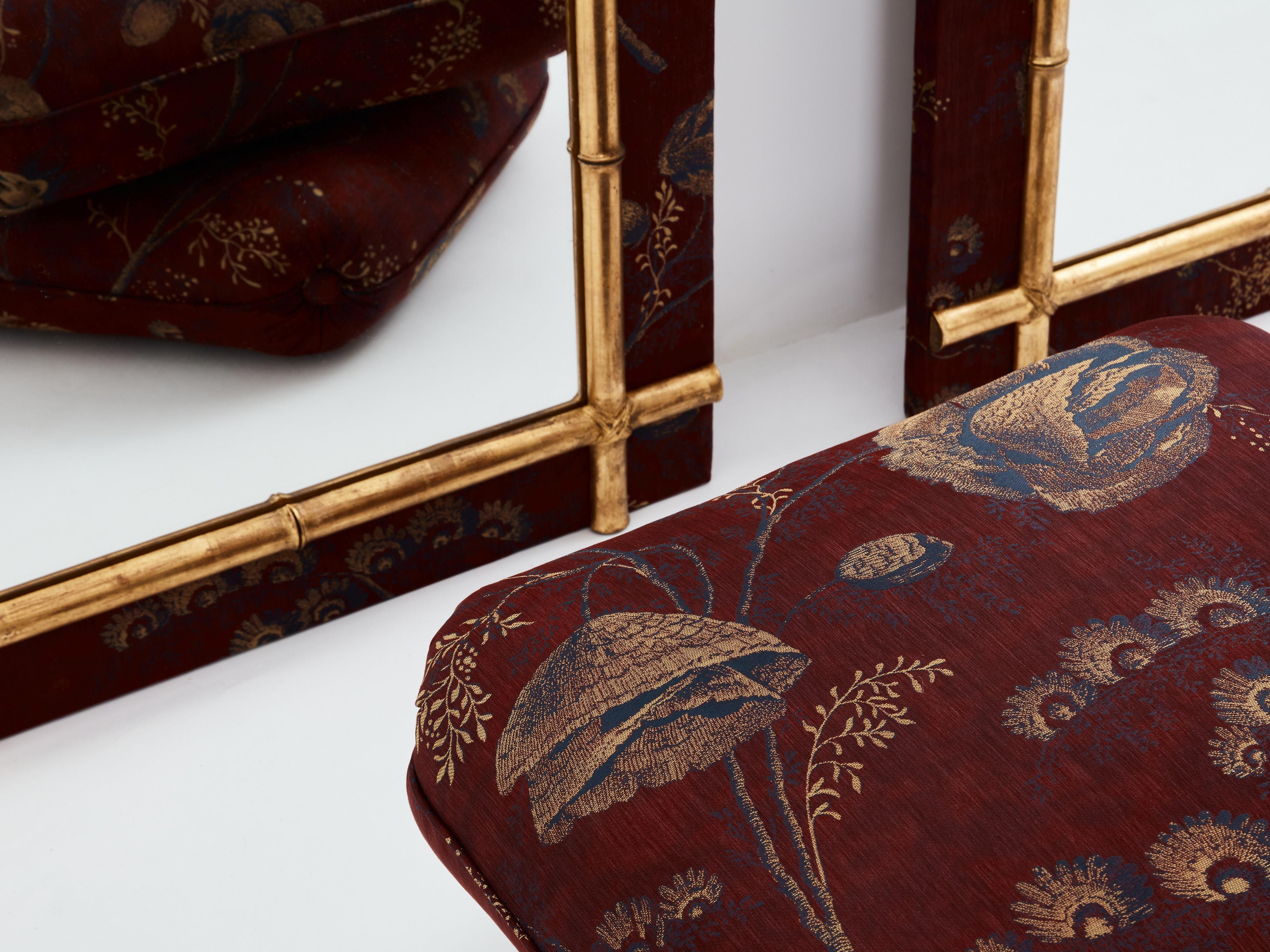 Miroir Grande paire de miroirs français en faux bambou doré du 19ème siècle  en vente