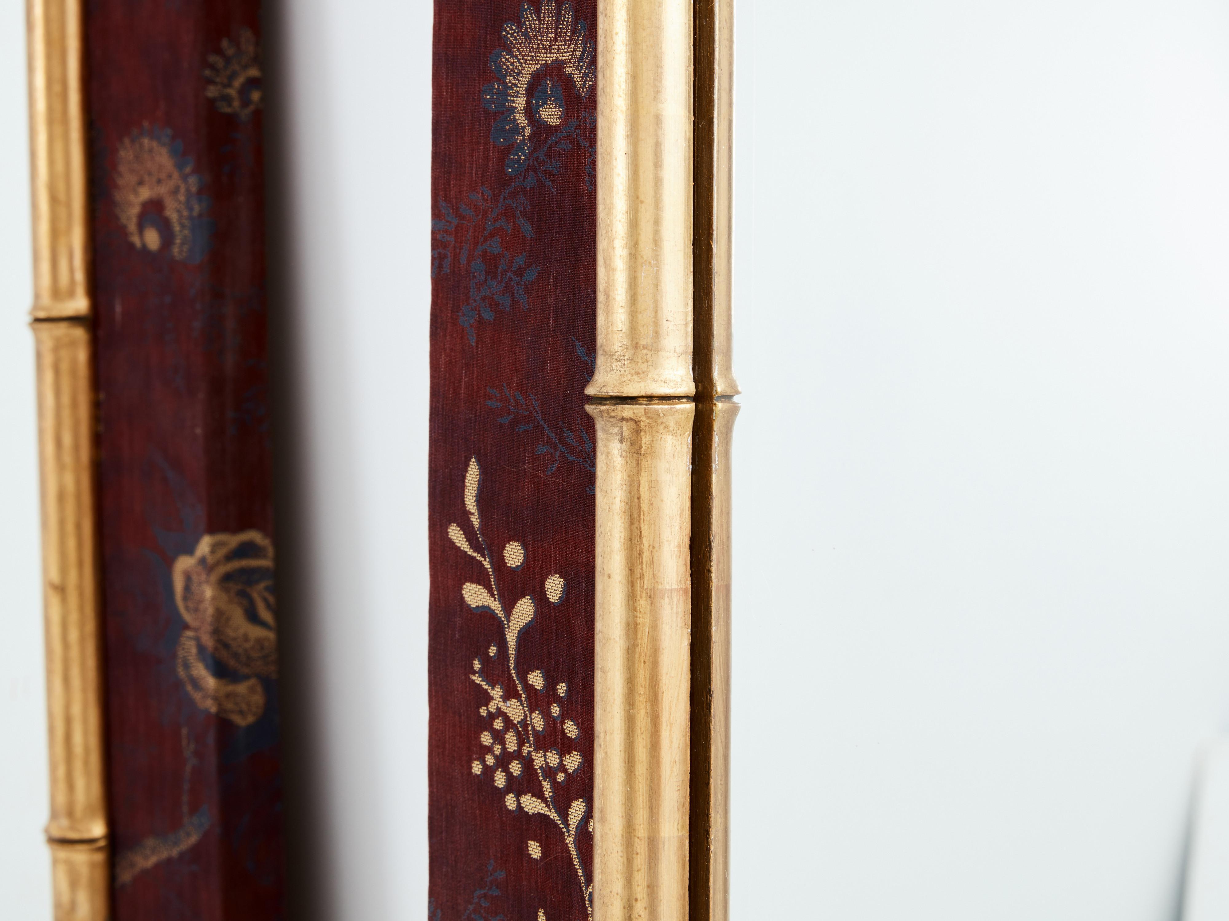 Grande paire de miroirs français en faux bambou doré du 19ème siècle  en vente 2