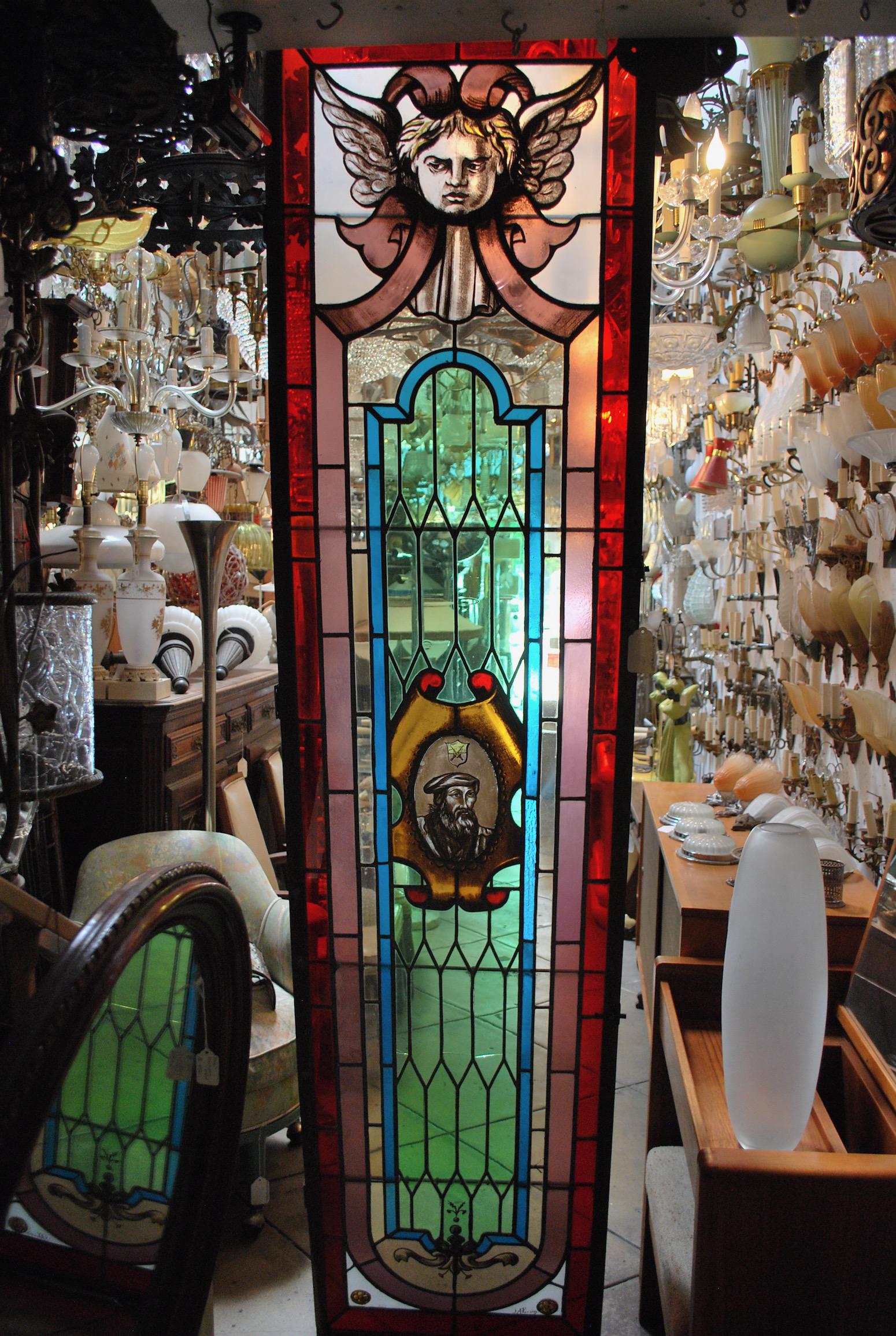 Large Pair of French 19th Century Stain Glass Window 12