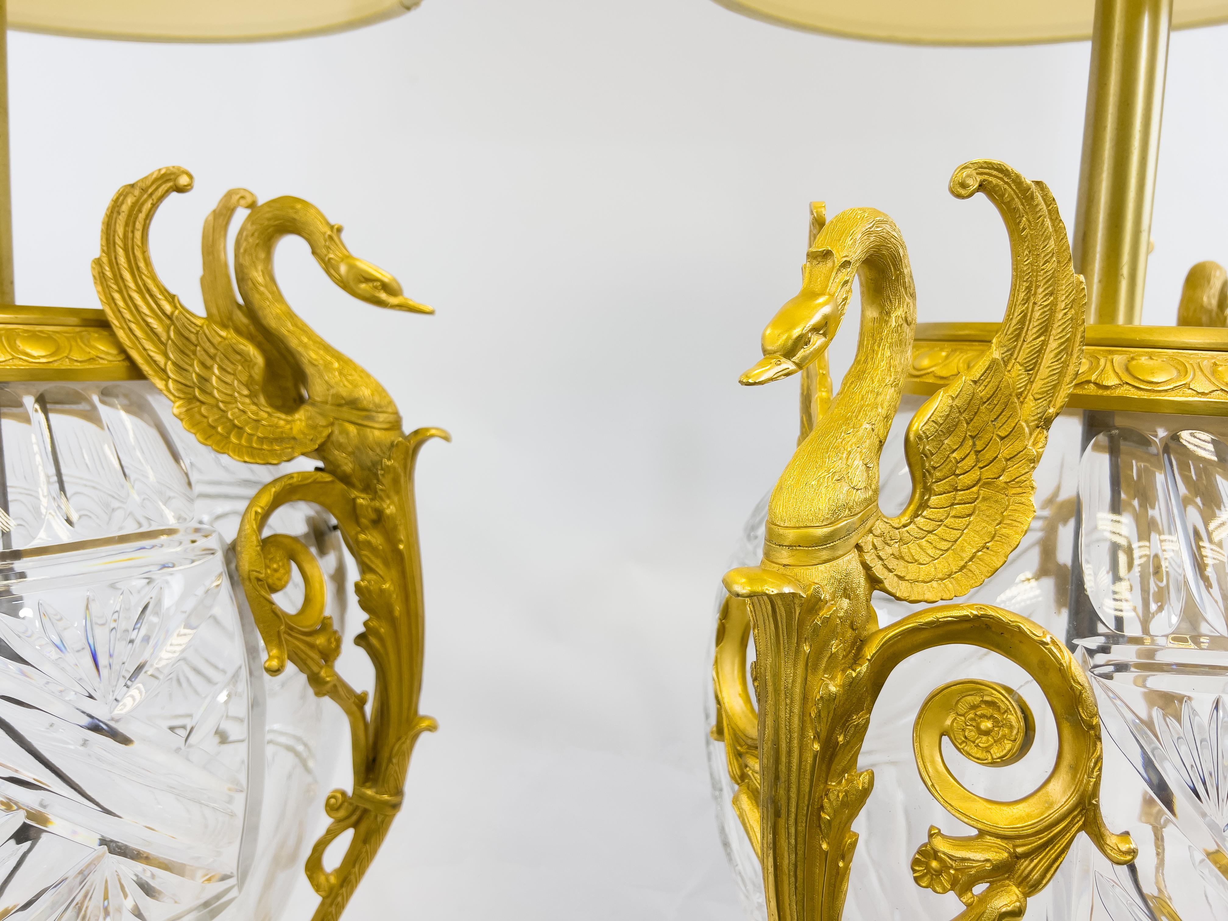 Large Pair of French Antique Ormolu-Mounted Cut-Glass Vases Fitted as Lamps In Good Condition In London, GB