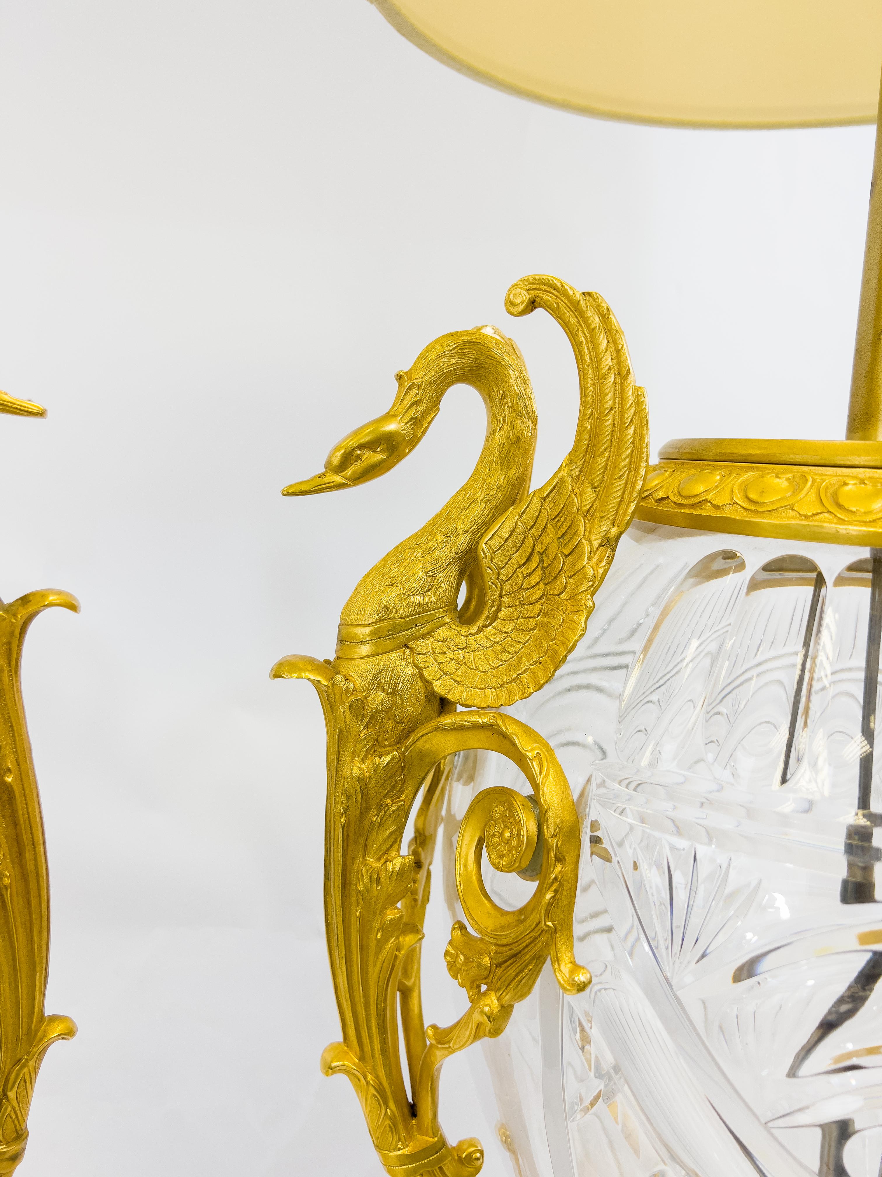 20th Century Large Pair of French Antique Ormolu-Mounted Cut-Glass Vases Fitted as Lamps