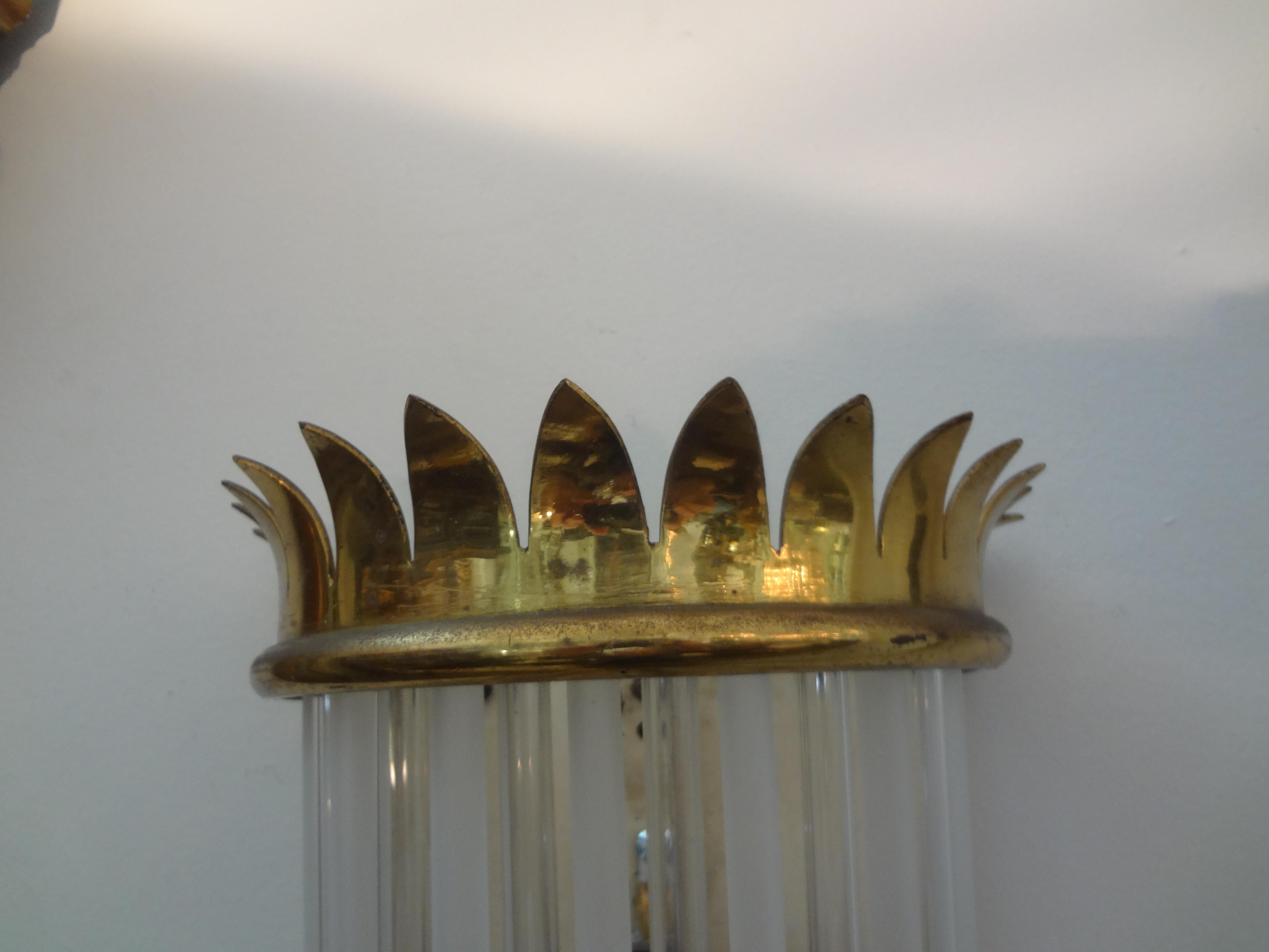 Outstanding Large Pair of French Art Deco Brass and Glass Sconces For Sale 3