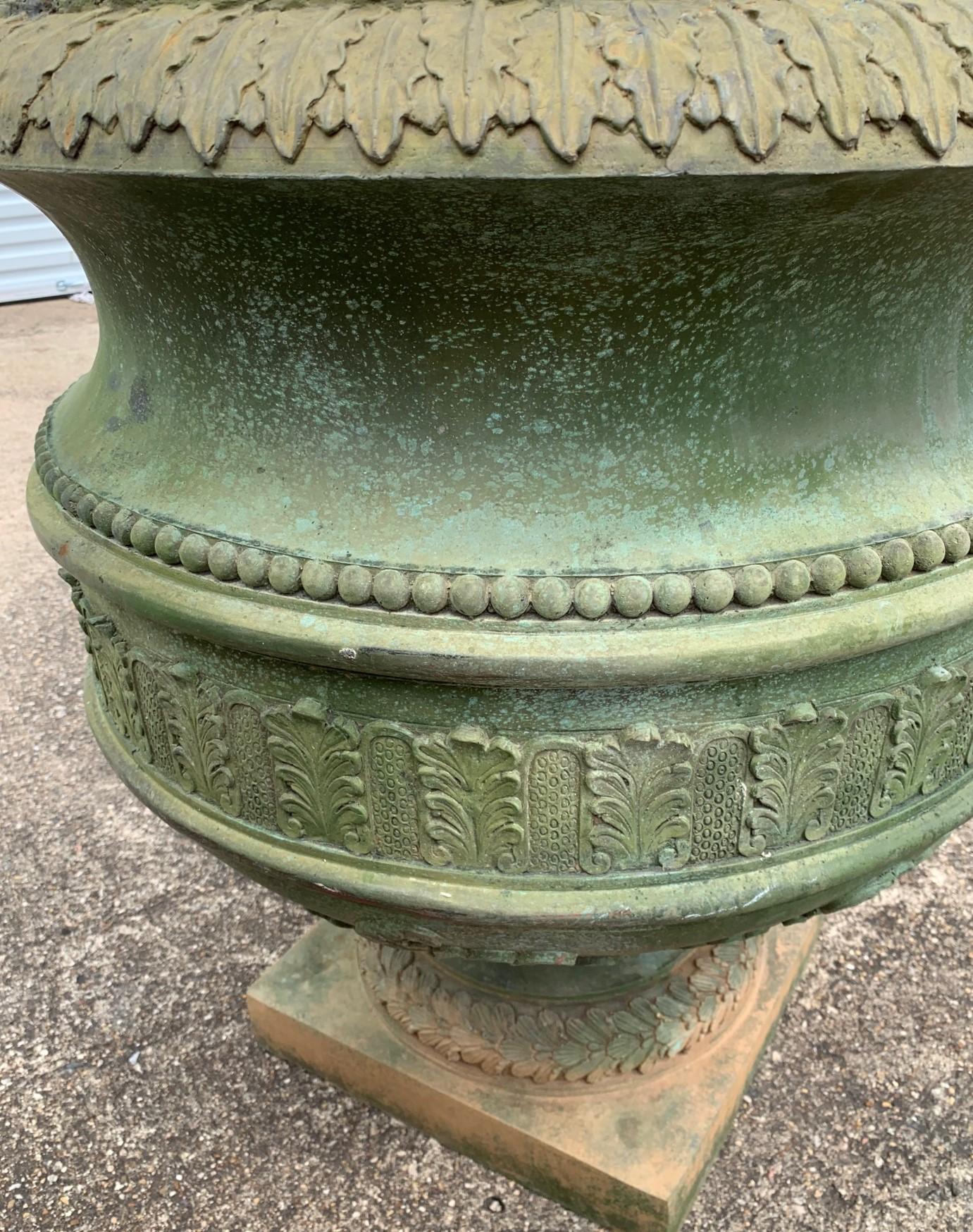 Large Pair of French Classical Bronze Garden Planters In Good Condition In Dallas, TX