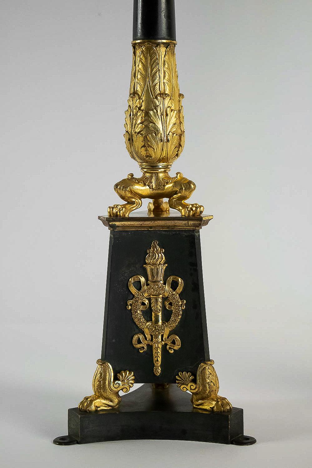 Large Pair of French Empire or Restauration Period Candelabra, circa 1815-1830 For Sale 4